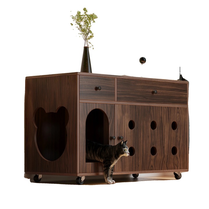 Macskaalom bútor, Rejtett kialakítás, Barna MDF