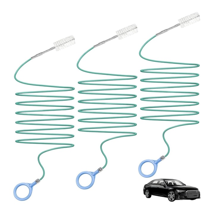 Set 3 Perii de curățare auto, Lunniquee, 2m, 3m, 5m, flexibile, verde