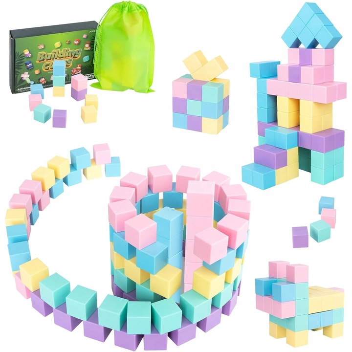 Set de constructie magnetice 30 piese, culori vii, material ABS, pentru dezvoltarea abilitatilor cognitive