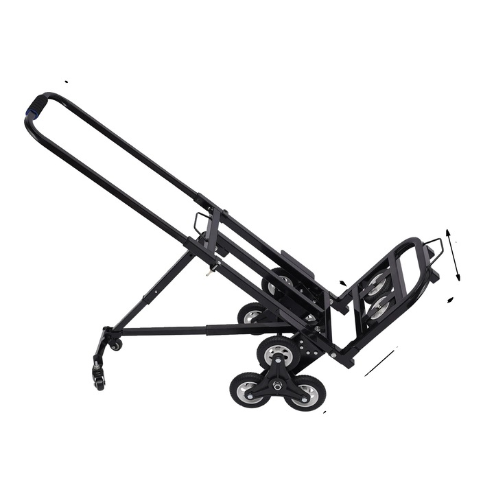 Lépcsőző kocsi, 150 kg teherbírás, összecsukható kivitel, fekete
