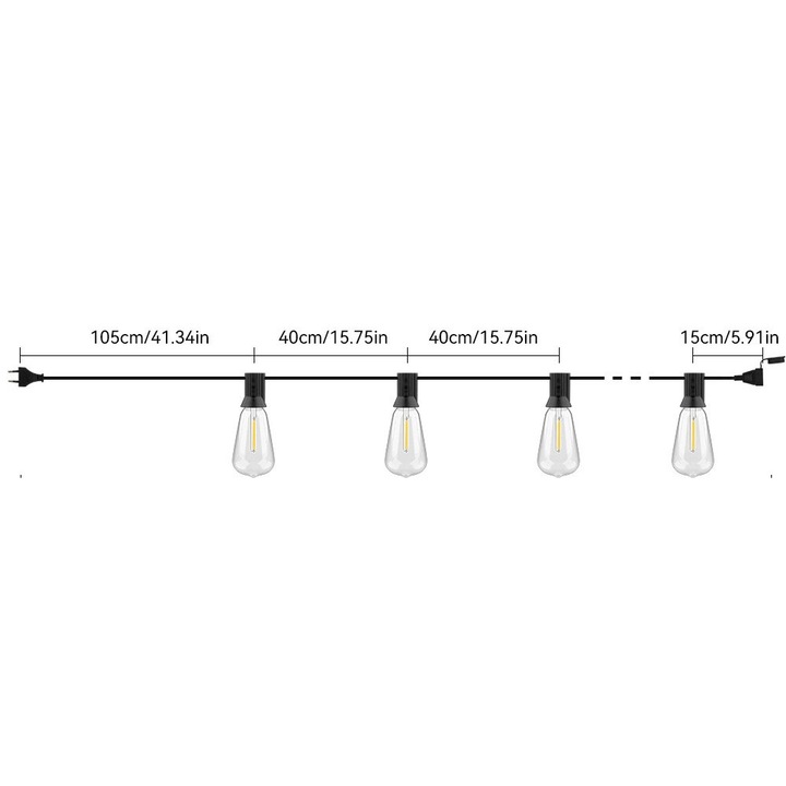 Instalatie de Craciun LED, 65FT 20M, 48LED, impermeabil, cu priza EU
