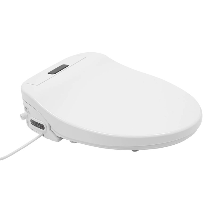 Capac de toaleta cu bideu, Scaun WC electric inteligent cu capac, Spalare fata si spate, Sezut incalzit, Lumina de noapte LED, PP, Alb