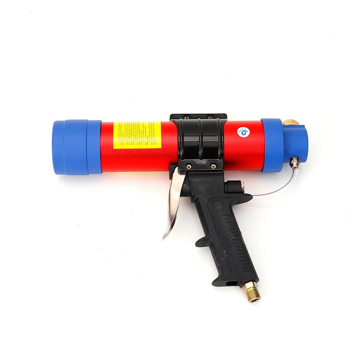 Pistol pentru silicon, pneumatic, pentru cartuse 310 ml, cu accesorii, pentru etansare, reparare si lipirea rosturilor