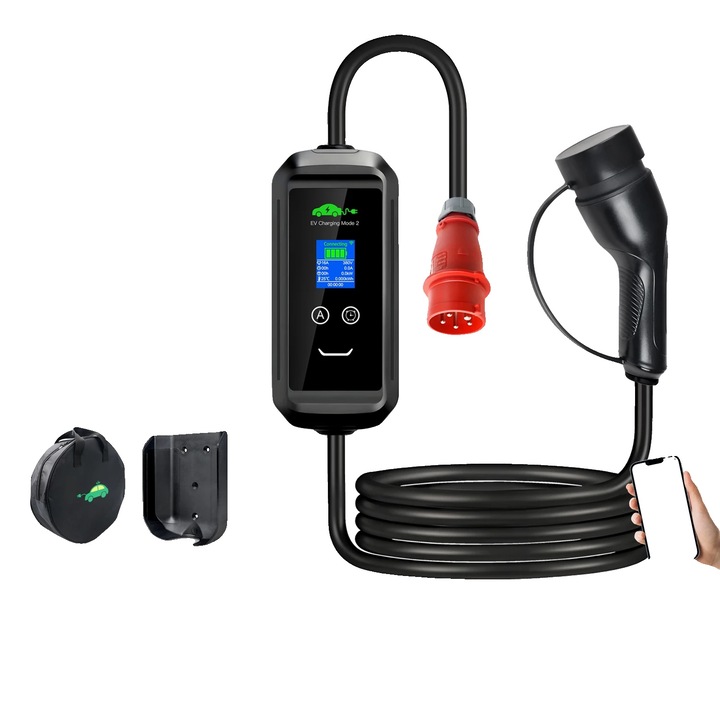 Incarcator EV, 16A curent ajustabil, conectivitate smart Tuya, lungime totala 7M, Tip 2