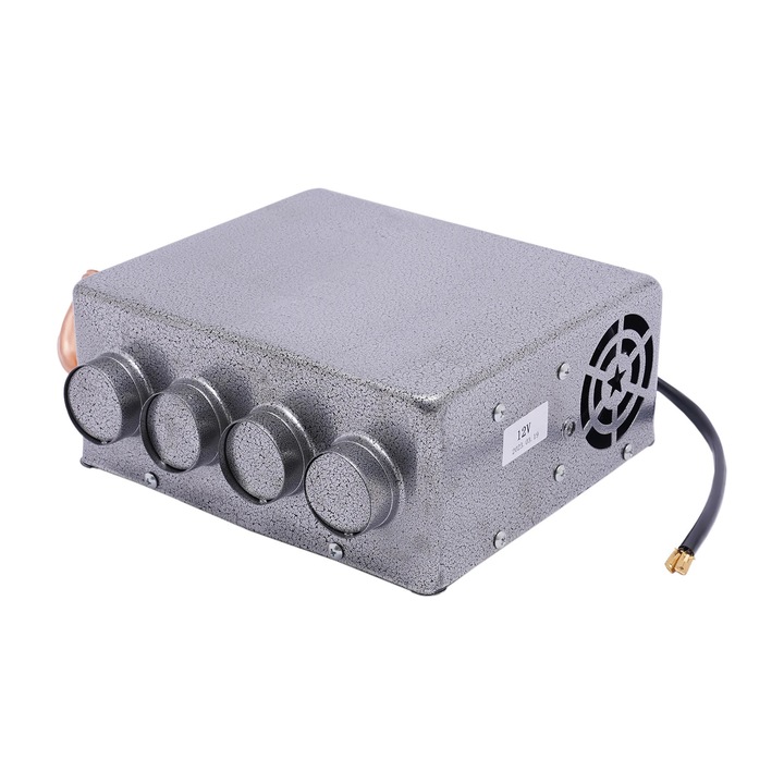 Incalzitor auto cu ventilator 12V universal, defroster parbriz, portabil, incalzire rapida, iesire aer 4 cm, admisie 7 cm, argintiu