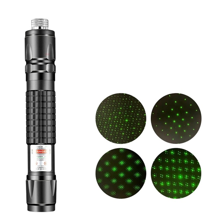 Laser Pointer, Focalizare Ajustabila, Design Usor, Negru, 15.5cm