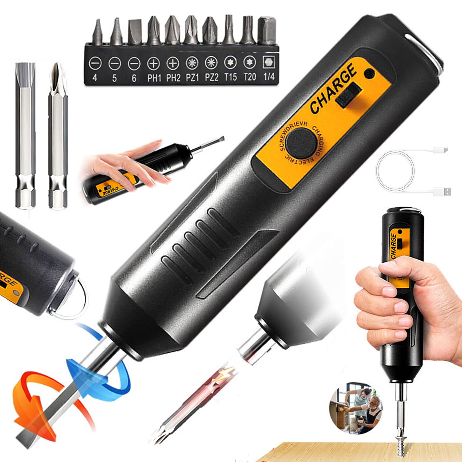 Masina de gaurit/insurubat cu acumulator TOTAL 12V Li-Ion, 1