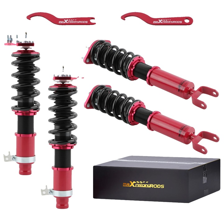 Kit suspensie coilover, 24 niveluri de ajustare, aluminiu anodizat si otel carbon, 1992-2001