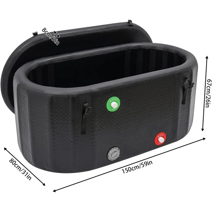 Cada pentru bai de gheata, gonflabil, portabila, negru, 370L