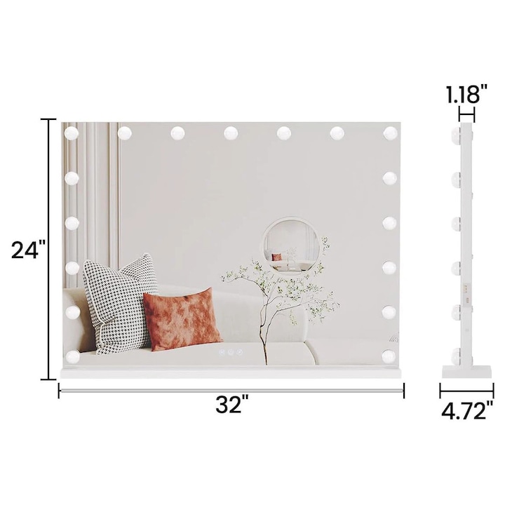 Oglinda de toaleta, iluminare LED ajustabila, control tactil, 32x24 inch