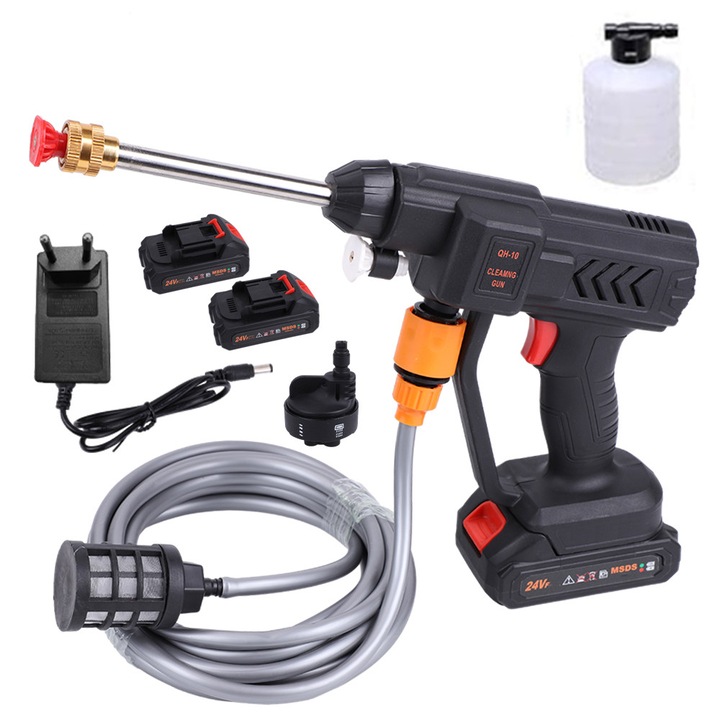 Aparat de spalat cu presiune Juksun, 30 Bar, 300W, 40 minute autonomie, maner ergonomic, negru, set complet