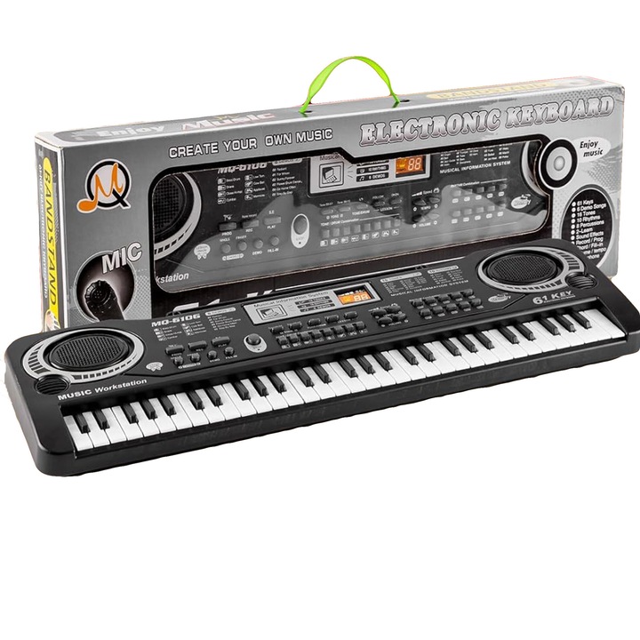 Bedee elektronikus orgona, 61 billentyű, fekete, 53.5x17x5cm