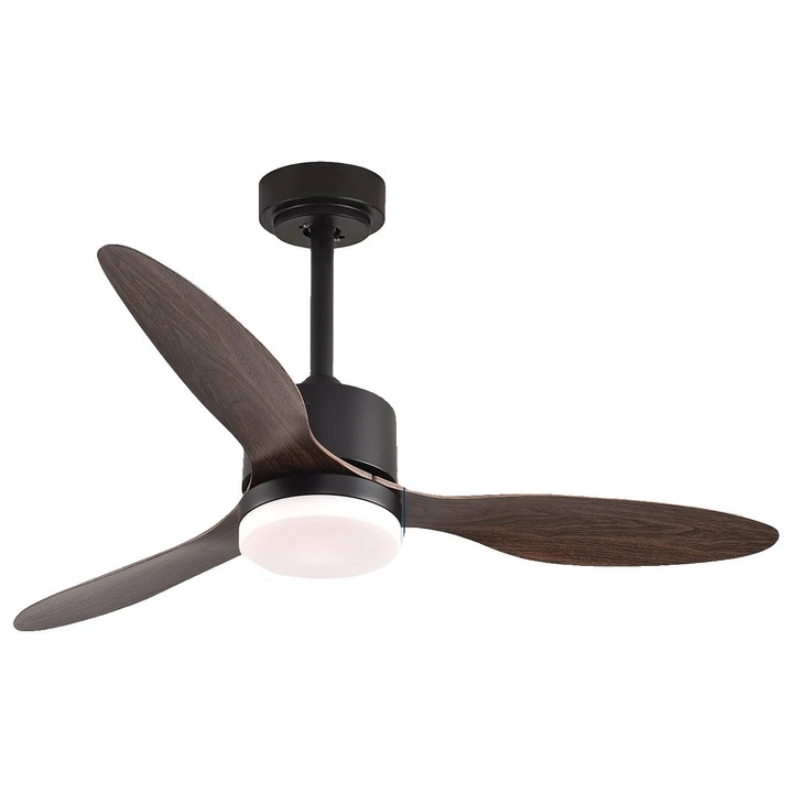 Ventilator de tavan, 52 inch, control de la distanta, lumina dimabila, maro inchis