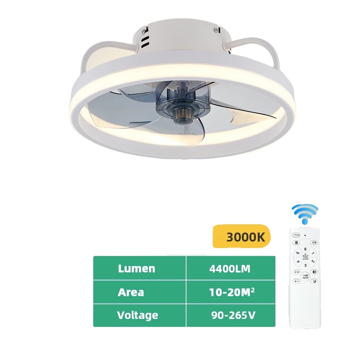 Лампа с дистанционно управление, безшумна работа, бяла, димируема, 2000-8200 лумена