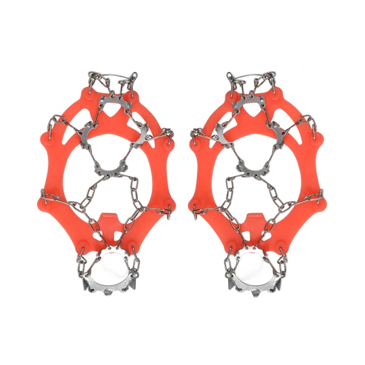 Cramponi anti-derapant pentru incaltaminte, design rezistent la uzura, 13 varfuri, portocalii