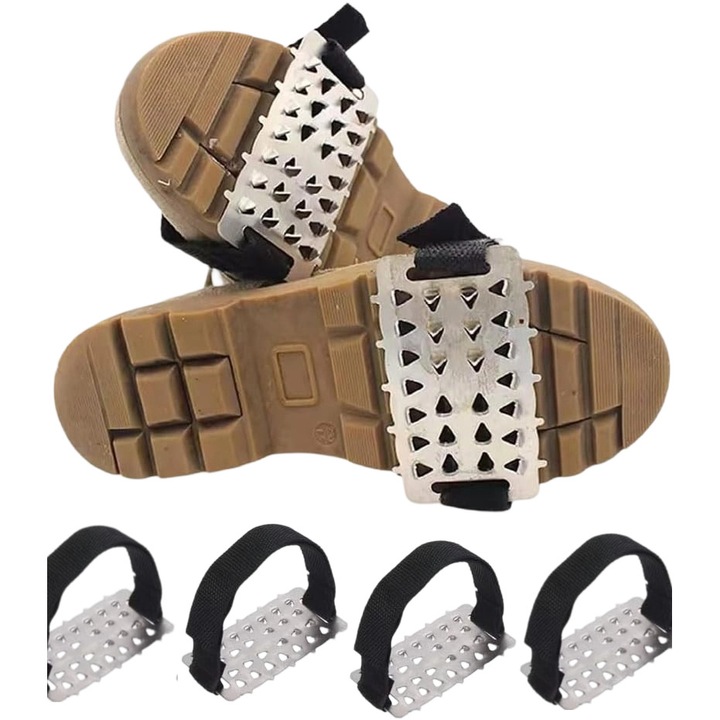 Crampoane antiderapante, set 2 bucati, design rezistent la uzura, 26 dinti, pentru sport, teren zapada, drumetii