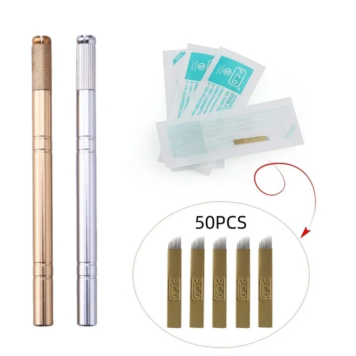 Set Mix, Stilou Tatuaj 3D, Ace Microblading, Accesorii Tatuat, 11.3cm, 21g