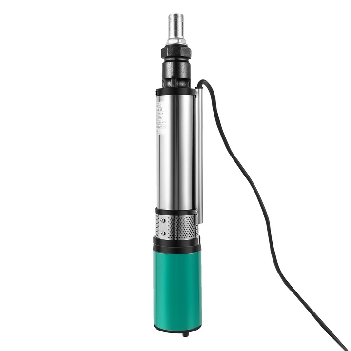 Pompa de apa submersibila, 24V, argintie, 8x50cm, eficienta ridicata, constructie rezistenta la coroziune