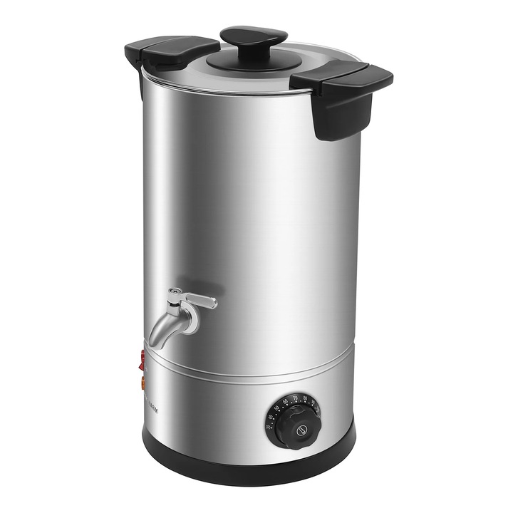 Topitor electric de ceara, Oala pentru turnat lumanari, 10, 5 qt, Otel inox 304, Control temperatura 30–110 °C, Pentru ceara de soia, parafina, ceara de albine, Argintiu