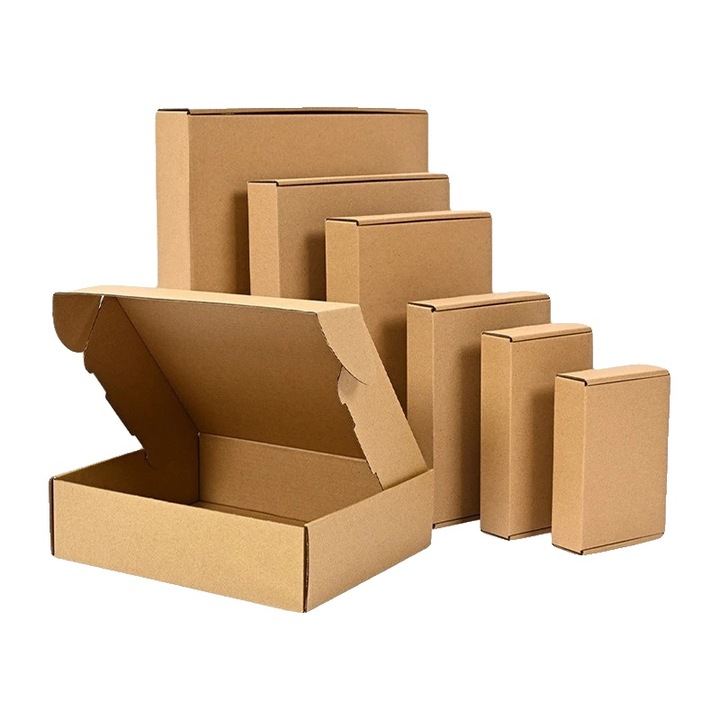 Крафт картонени кутии, лек дизайн, 25x20x7см, комплект за опаковане