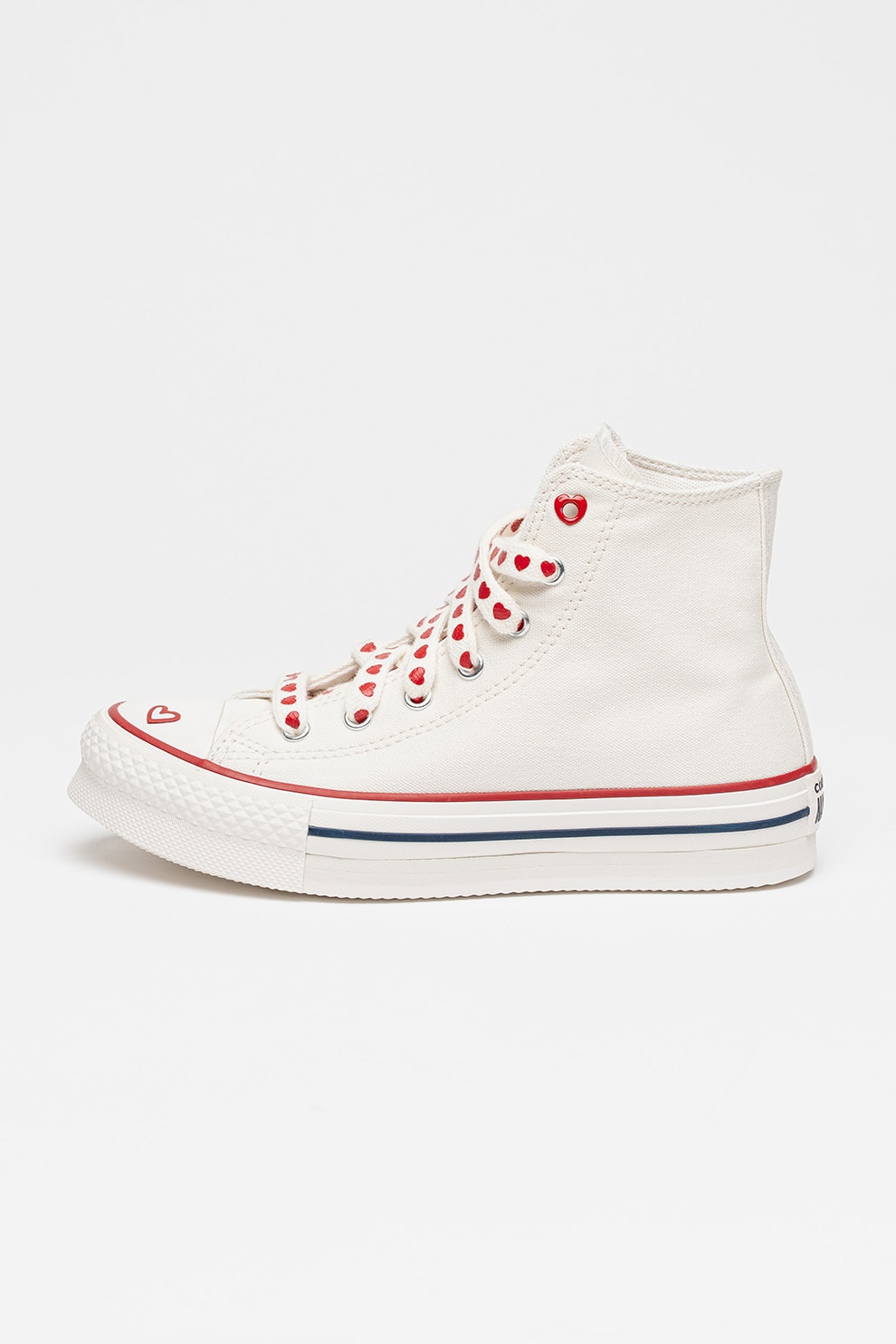 Converse, Tenisi mid-high Chuck Taylor All Star Eva Lift, Rosu inchis, Alb murdar, 37 EU