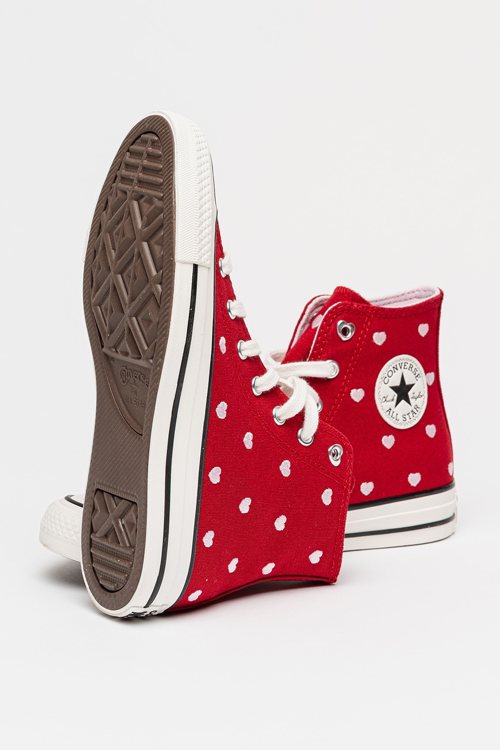Converse, Tenisi mid-high cu imprimeu cu inimi Chuck Taylor All