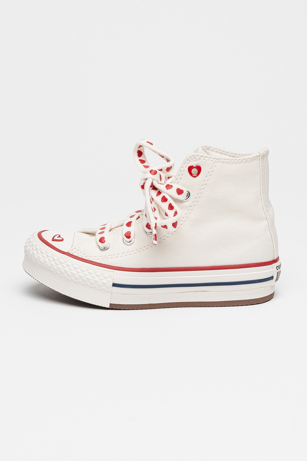 Converse, Tenisi mid-high Chuck Taylor All Star Eva Lift, Rosu inchis, Alb murdar, 32 EU
