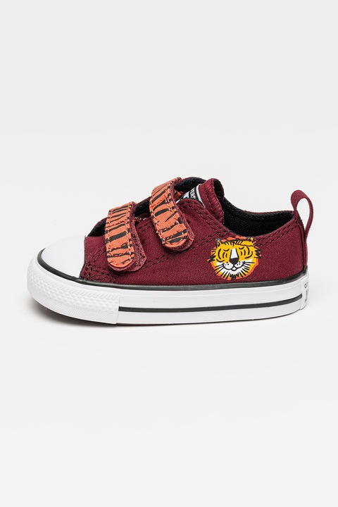 Converse, Tenisi din panza cu detalii cu model animal print Chuck Taylor All Star, Visiniu