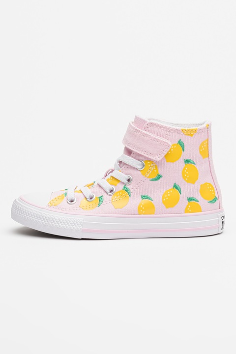Converse, Pantofi sport inalti Taylor cu model, Galben/Roz pastel