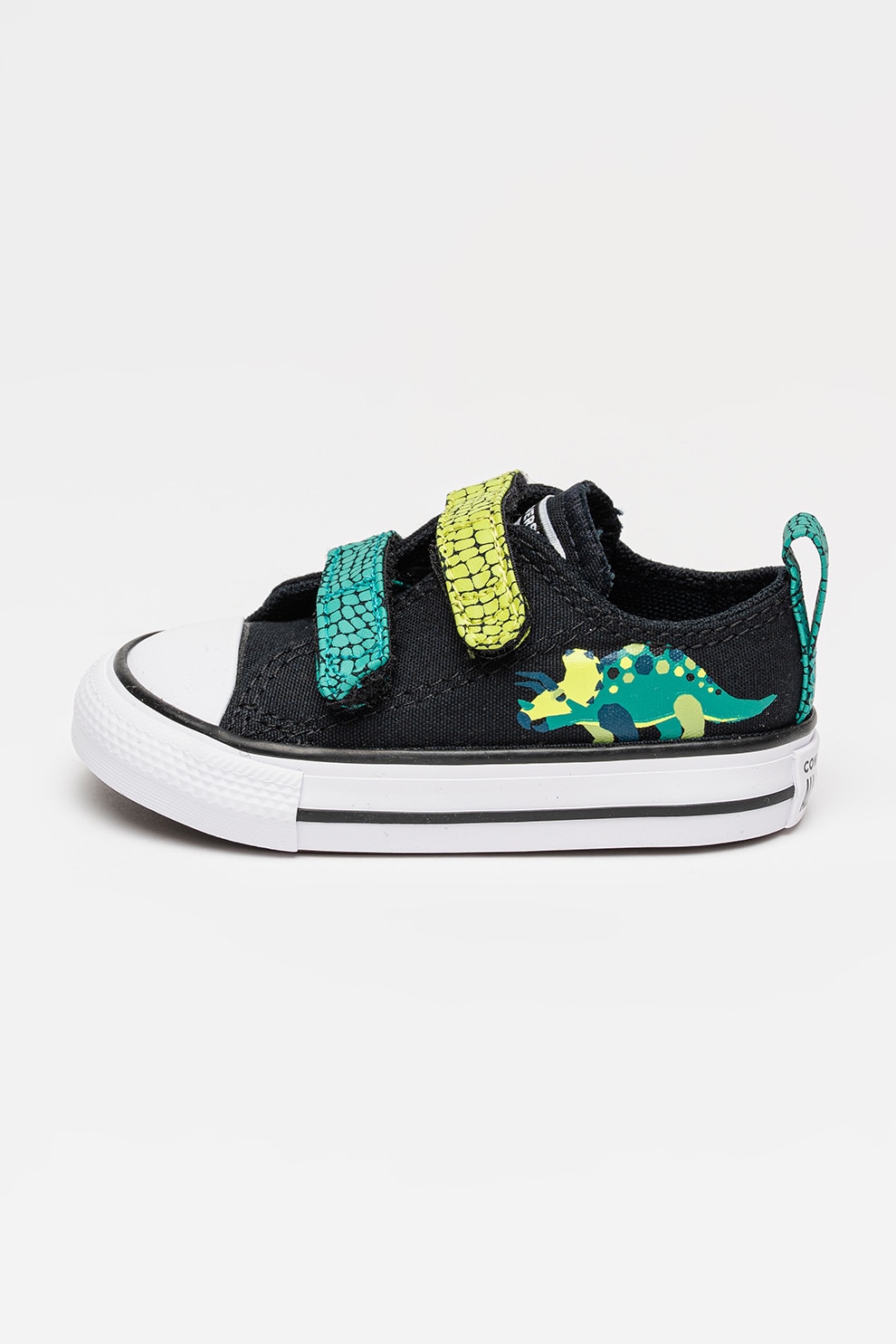 Converse, Pantofi sport cu inchidere velcro Chuck Taylor All Star Dinos Easy On, Verde, Negru, 25 EU