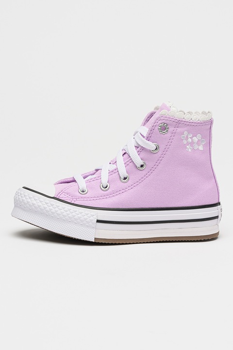 Converse, Tenisi flatfom cu model floral Chuck Taylor All Star, Lila