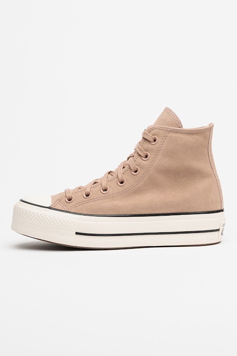 Converse, Tenisi inalti Chuck Taylor All Star din piele intoarsa cu varf intarit, Rosu stins