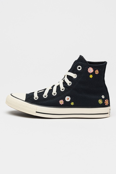 Converse, Pantofi sport high-cut Chuck Taylor All Star cu model floral, Albastru ultramarin