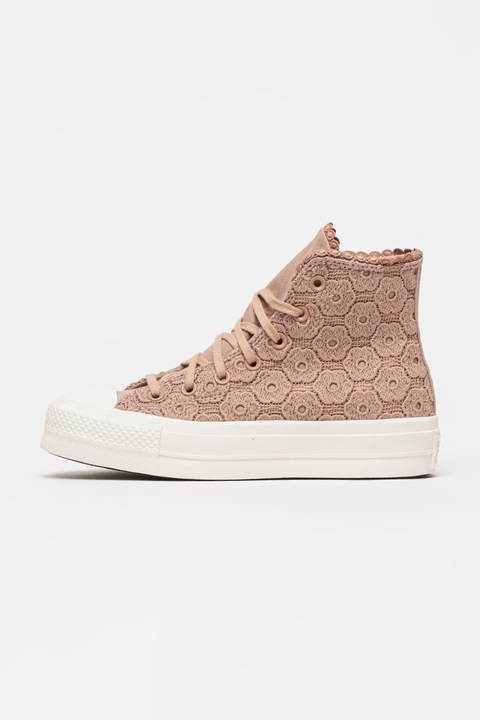 Converse, Tenisi cu dantela crosetata Chuck Taylor All Star Lift, Roz prafuit