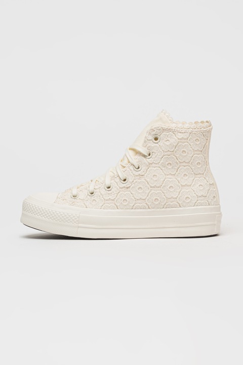 Converse, Tenisi cu dantela crosetata Chuck Taylor All Star Lift, Alb fildes