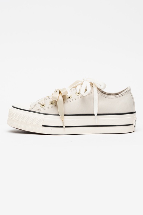 Converse, Tenisi din panza Chuck Taylor All Star Lift cu talpa flatform, Alb murdar
