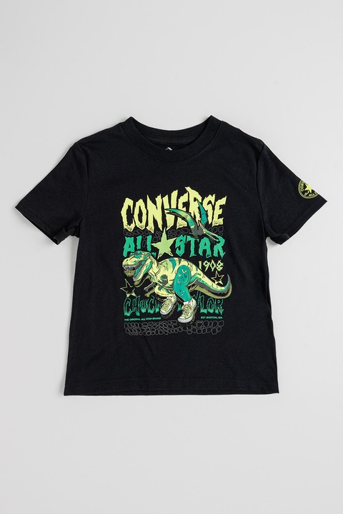Converse, Dinos Tee dinoszaurusz mintás póló, Fekete