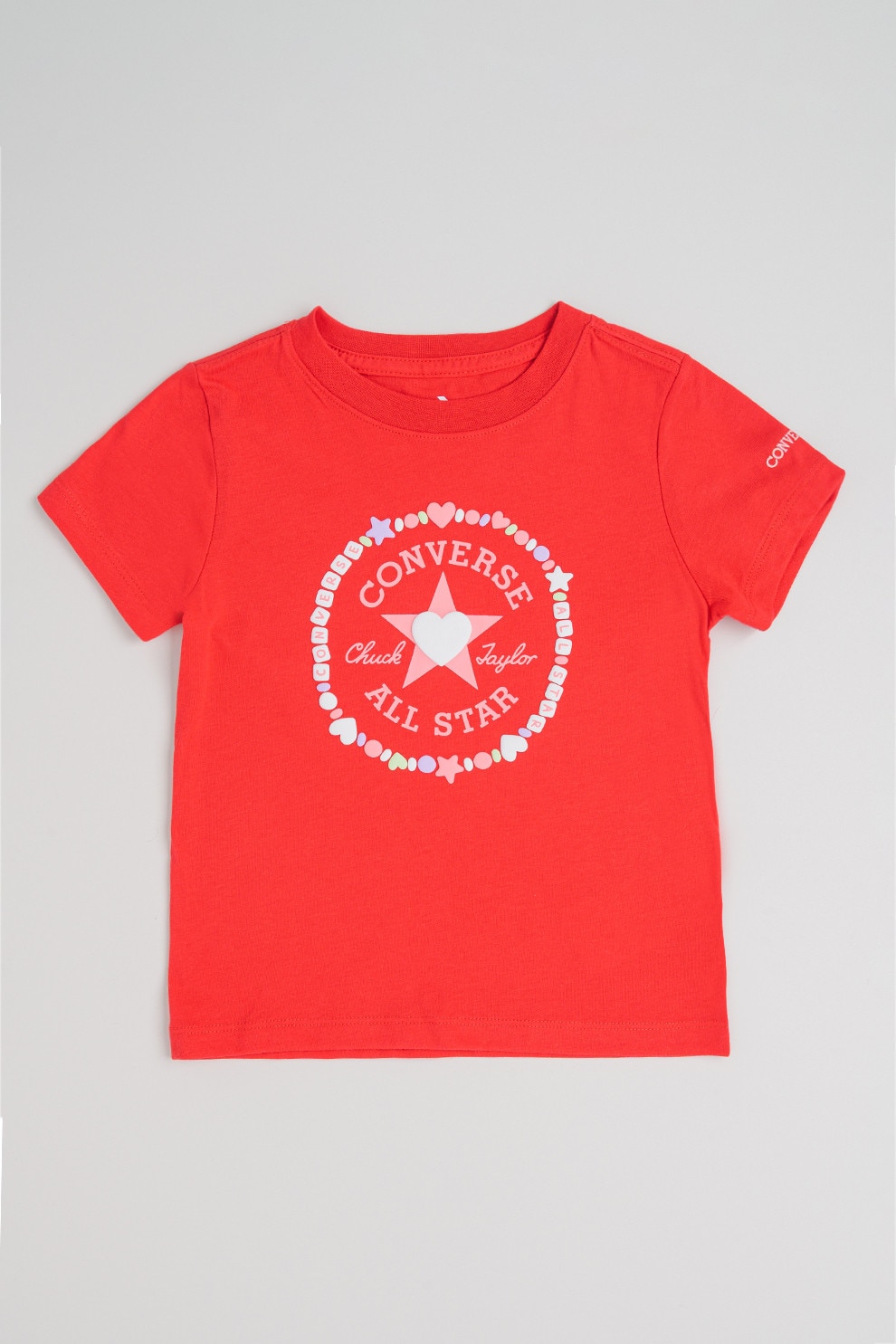 Converse, Tricou cu decolteu la baza gatului si imprimeu logo, Rosu, 122-128 CM