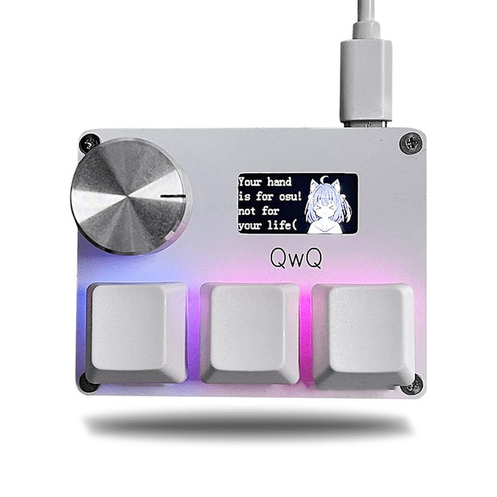 O3C SayoDevice billentyűzet Hall mágneses kapcsolókkal, Duueyct, 0.96 hüvelykes színes IPS kijelző, USB-C, 8000HZ