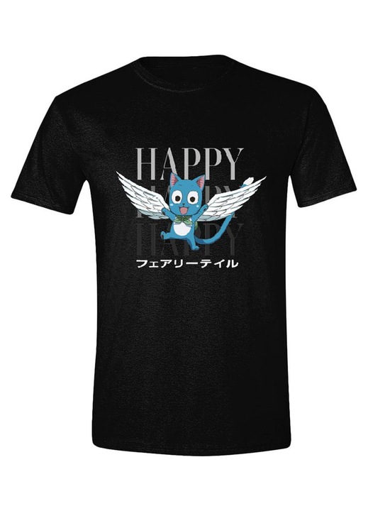 Fairy Tail póló, PCMerch, Happy Happy Happy, fekete, XL