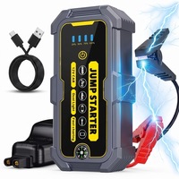 Starter Auto Portabil iBLU smart®, Robot de Pornire Baterie Auto 12V, Jump Starter 500A/1000A, Benzina 6.0L/Diesel 3.0L, Baterie 6000mAh/22.2Wh, Power Bank, Lanterna LED 4 Moduri, Busola, Type-C, Gri/Galben
