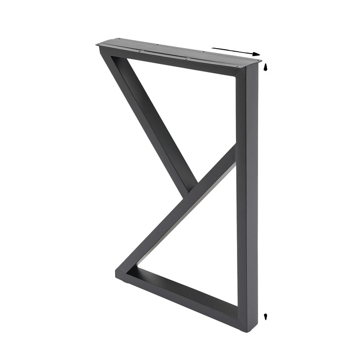 Крака за маса, тежка опора, модерен индустриален дизайн, черен, комплект от 2, 45x9x70см