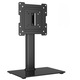 Suport TV pentru televizor Bontec® pentru televizor sau monitor 17–43 inch, compatibil vesa pana la 200x200, rotire ±50 grade, 3 niveluri de reglare pe inaltime, sustine pana la 45 kg, baza din sticla securizata, comoda, birou, masa, negru