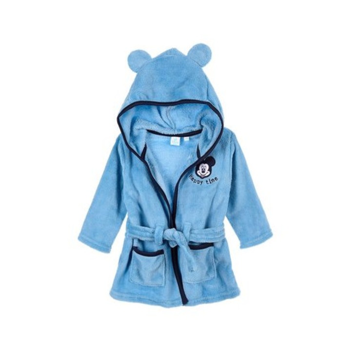 Halat baie pufos Mickey Mouse, 74 cm, albastru, poliester