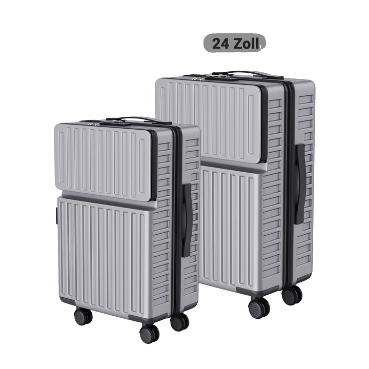 Bőrönd szett, ABS anyag, TSA zár, szürke, 27x69x43cm