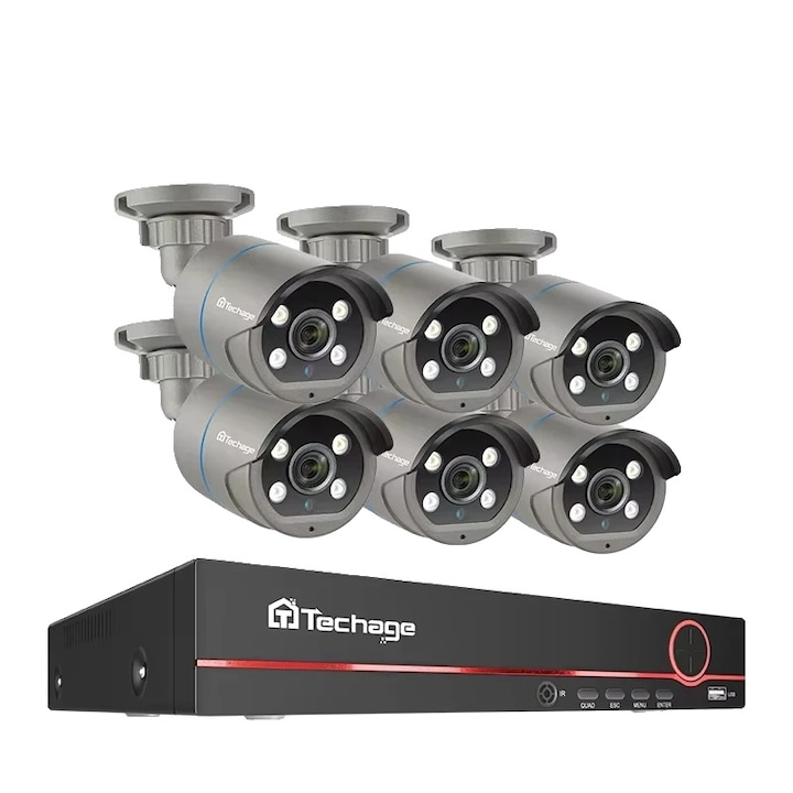 Kit Supraveghere, 8CH NVR cu 2 Camere, Rezolutie 4MP, Comunicare Bidirectionala, Multicolor