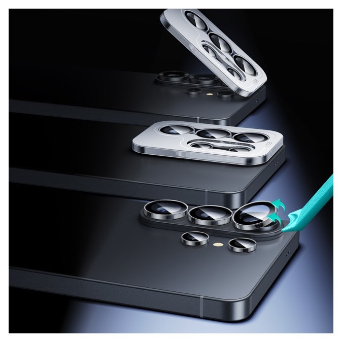 Folie Protectie Camera Individuala Armorite Compatibila Cu Samsung Galaxy S26 ultra, Rama Metal, Aplicator Inclus, Clear