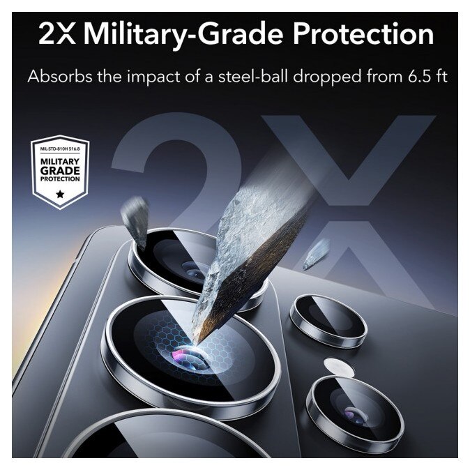 Folie Protectie Camera Individuala Armorite Compatibila Cu Samsung Galaxy S26 ultra, Rama Metal, Aplicator Inclus, Clear