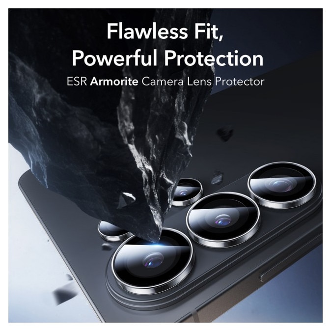 Folie Protectie Camera Individuala Armorite Compatibila Cu Samsung Galaxy S26 ultra, Rama Metal, Aplicator Inclus, Clear