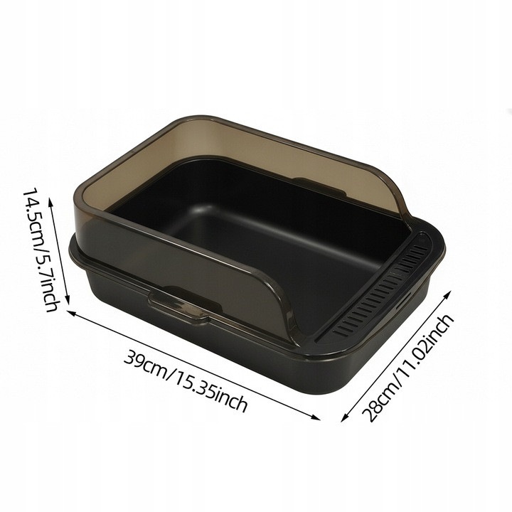 Litiere pentru pisici, design deschis, gri, cu lopata inclusa